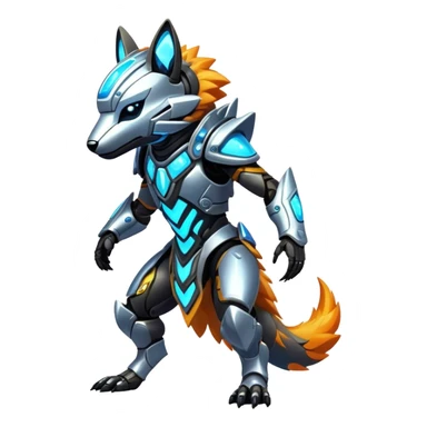 Shiny Epic Edgy Cool Colorful Vibrant Modern Vernid-Protogen-creature-animal, full body  sticker