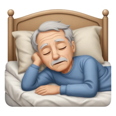 sleepy old man lying down on bed sticker