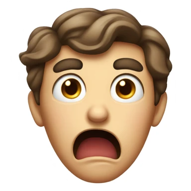 a shocked and horrified face that looks a 100 years old, brown hair sticker