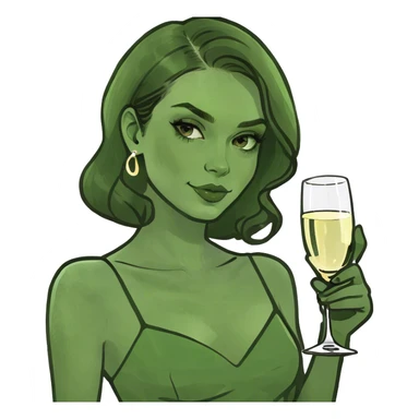 beautiful pale brunette girl with glass of champagne  sticker