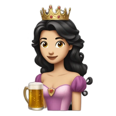 Princess Dark haire with bier sticker