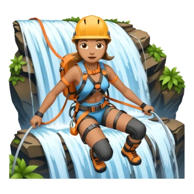 Woman rappelling waterfall sticker