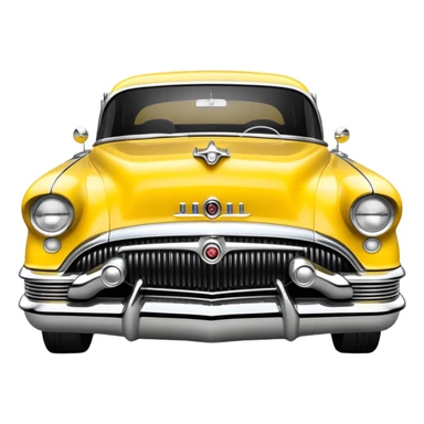 vintage hot rod, based on 1956 Buick Century, yellow and black color scheme, shiny details sticker