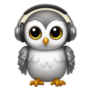 baby owl-with-headset sticker