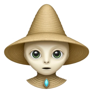 ancient alien with conical hat, white sticker