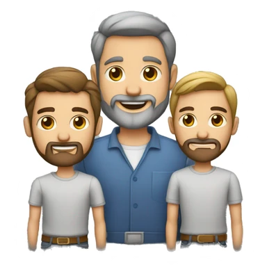 Familia de dos hombres uno rubio y otro moreno con barba un gato gris sticker