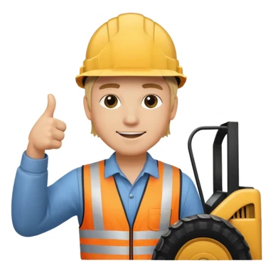 Blonde guy on a skid steer giving a thumbs up sticker