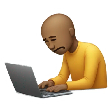 sad person with laptop sticker