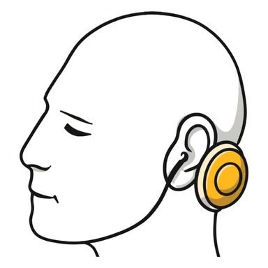 man with a hearing aid sticker