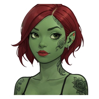 Girl with dark red hair and tattoos sticker