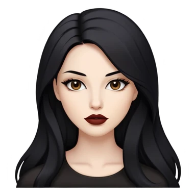 "- Nữ
- 30 tuổi
- Da trắng
- Tóc đen, dài (ngôi giữa)
- Mặt bình thường, mặt dài, cằm nhọn
- Slay, môi màu nâu nhạt sticker