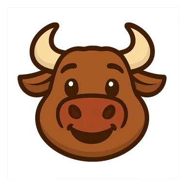 cartoon style smiling bull emoji sticker