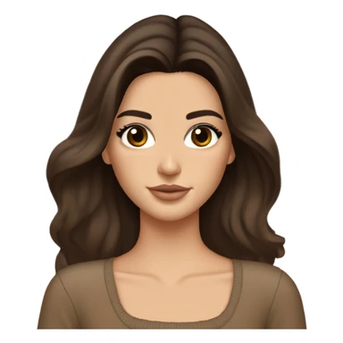 brunette Kendall Jenner with soft and long and brown hair her eyes brown and Holding a bouquet of tulips Her hair is wavy and shiny With brown sweater just one  sticker