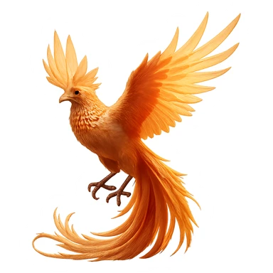 Remove the background to depict the full body of a photorealistic phoenix on a transparent background. sticker