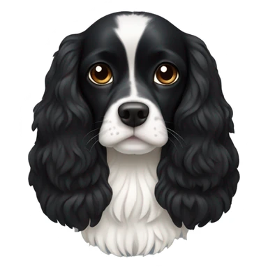 Small completely black king spaniel with black fur on his whole face and white fur on chest sticker
