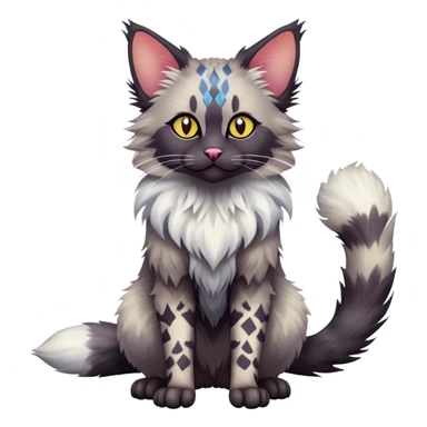 Colorful exotic Fantasy-Ragdoll-Fakémon-Lykoi-feline-hybrid (full body) sticker