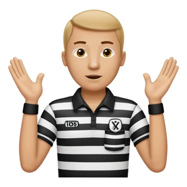 referee with raised arms crossed like an X sticker