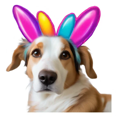 Lisa Frank Easter bunny headband on dog sticker