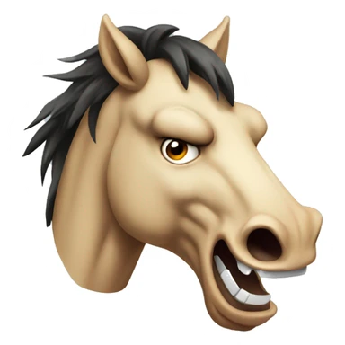 very long wild angry mad horse head sticker