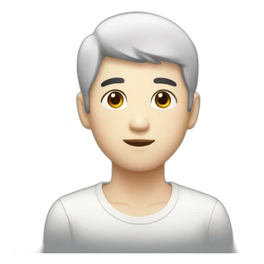 t the age of fourteen. He has black hair, looks like a Korean, and has white skin sticker