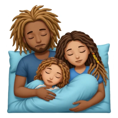 Couple sleeping biracial (black male with caramel skin and dreads and hispanic female with fair skin and long brunette hair) sticker