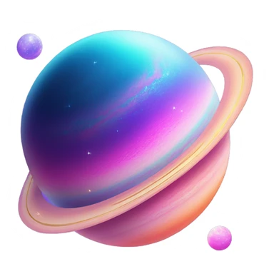 sparkly glittery blue purple and pink gradient planet with a cheesy saturn ring sticker