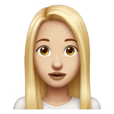 girl with red long straigt hair, blonde eyebrows white skin septum piercing and brown eyes sticker