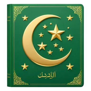Closed Quran with the Islamic Symbol on it (moon and star) green from left to right sticker