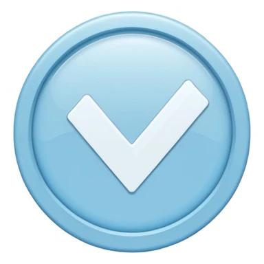 Simbolo de verificacion blanco adentro de un circulo celeste azul todo celeste sin lineas blancas a loa bordes sticker