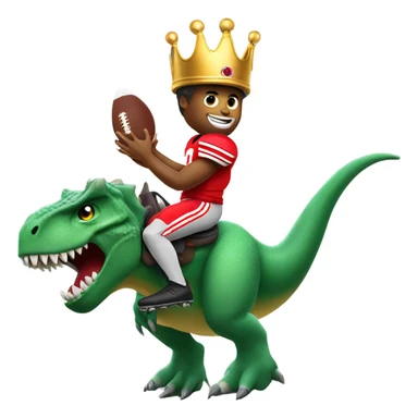 Ohio state football player wearing a crown while riding a dinosaur sticker