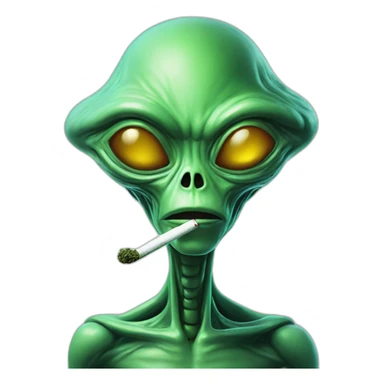Alien smoking weed Below a ufo sticker