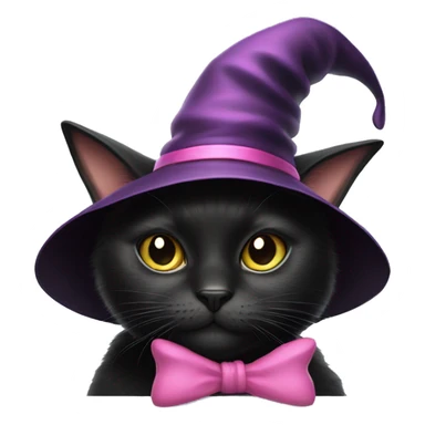 Black cat with pink witch hat sticker