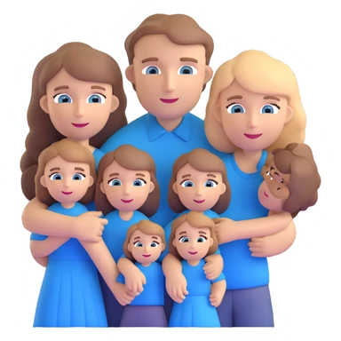 Family with mother, father and three little girls, everyone has light brown hair and blue eyes sticker