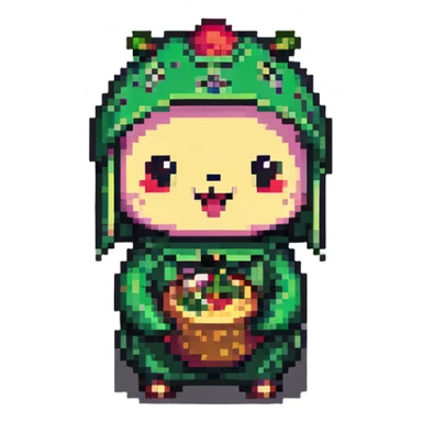 festive and lively tung tung tung sahur in pixel art style sticker
