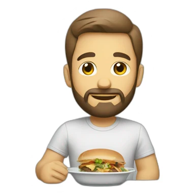man with beard eat lunch sticker