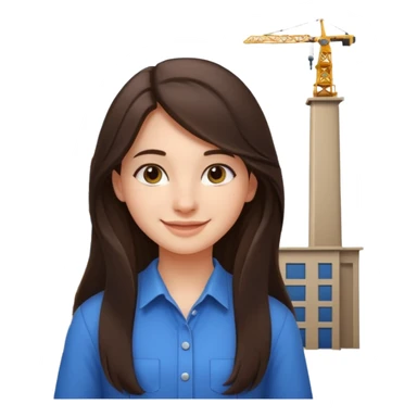 girl architect - brunette - 20 years old cute pose - long hair girl without eye glasses. pretty girl sticker