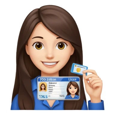 long hair brunette girl holding a driver license sticker