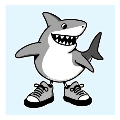 a shark wearing sneakers sticker