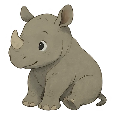gray baby rhino sticker