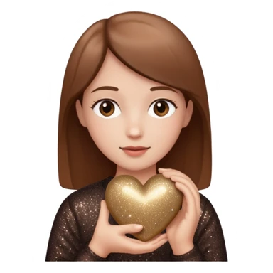 soft brown heart with glitter in hand sticker