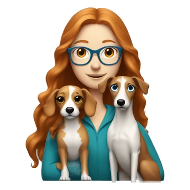 ginger girl with long hair and blue glasses holding whippet sticker