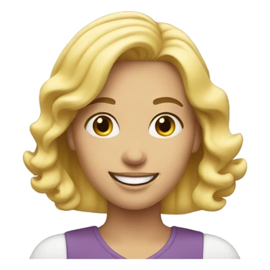 Blond woman with both hands under chin smiling sticker