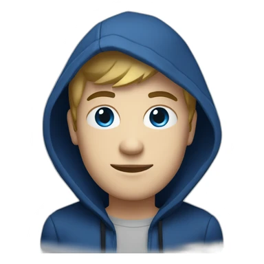 White young Adult Developer with a dark blue hood behind his computer and focus on his code  sticker