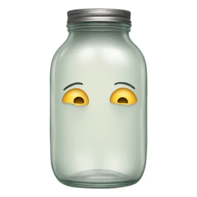 an empty glass jar squeezed in-between two human legs sticker