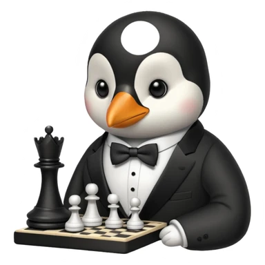 Pinguin playing chess sticker