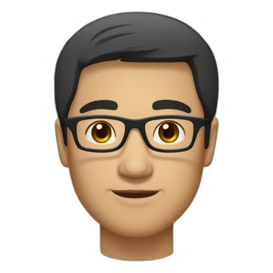 one vietnamese guy with short dark hair and rectangle black glasses sticker