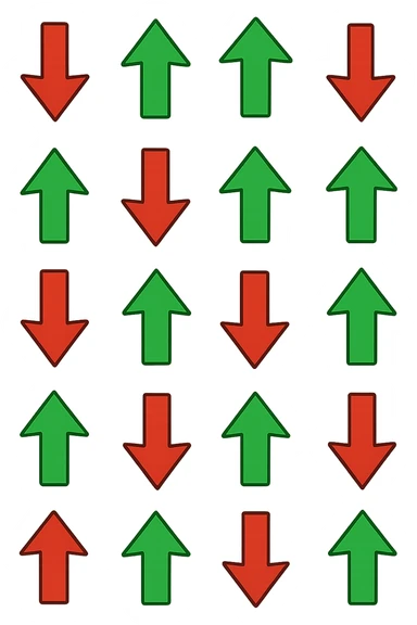 FRECCE ROSSE CHE SCENDONO E FRECCE VERDI CHE SALGONO, FLUTTUANO IN ARIA sticker