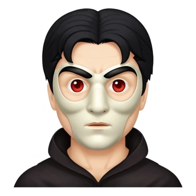 masked man, evil, serial killer, creepy, black hair, older, shoulders sticker