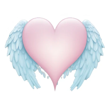 Half light pink heart cut in half light blue on opposite side with angel wings sticker