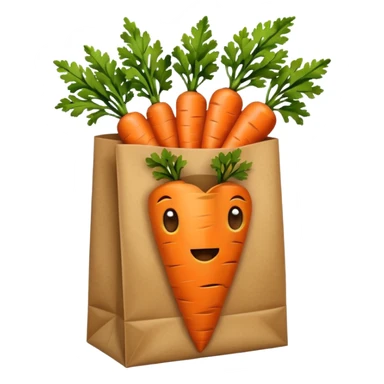 buy paper bag with carrot. Transparent background sticker